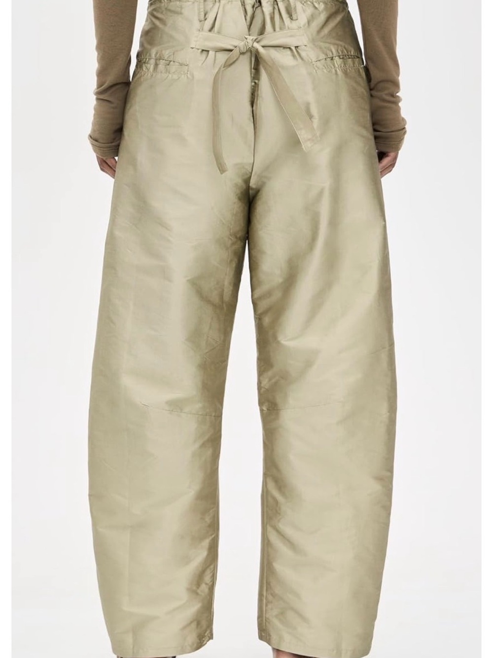 Chan Luu Sage Techno Taffeta Barrel Pant in Sage - Picture 3 of 8